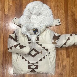 Kids Beige and Brown Patterned Jacket